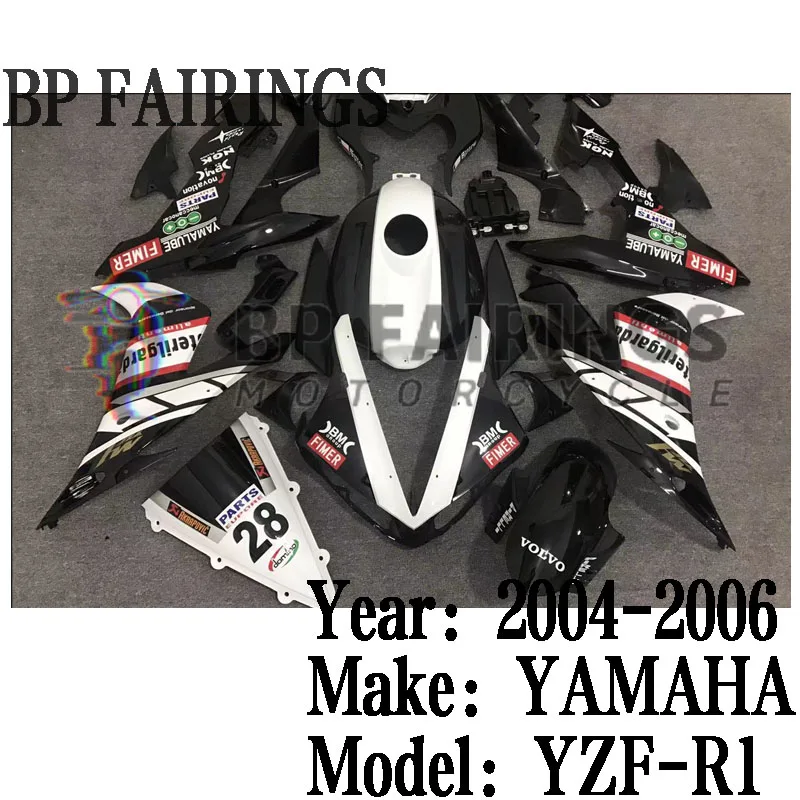 

For Yamaha YZF R1 2004 2005 2006 Motorcycle Bodywork Set Injection ABS Plastics Full Fairings Kit set Black White