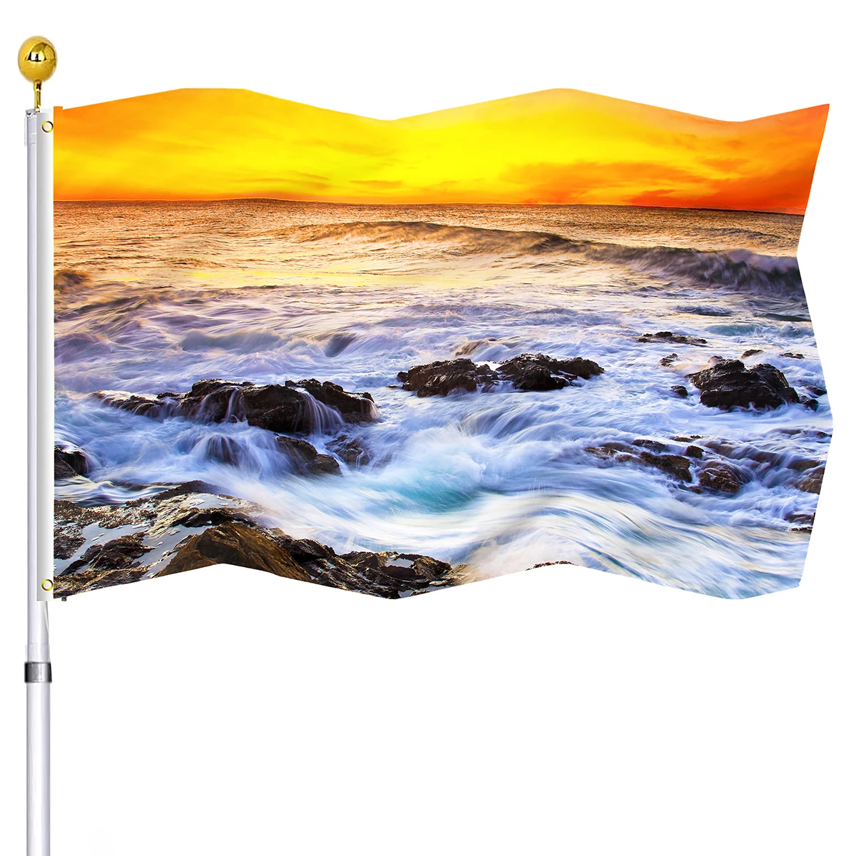 Seascape Flag Ocean Rock Sunset Nature Sea Waves Double Stitched Flags Banners with Brass Grommets Indoor Party Outdoor Decor
Seascape Flag Ocean Rock Sunset Nature Sea Waves Double Stitched Flags Banners with Brass Grommets Indoor Party Outdoor Decor