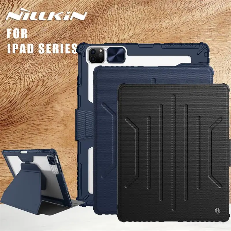 

Nillkin Armor Bumper Slide Camera Magnetic Flip Leather Case for iPad Pro 2020 2021 2022 Air 4 5 10.2 10.9 11 12.9 Lens Cover