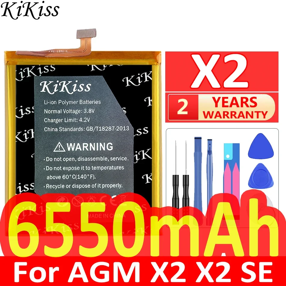 

Мощный аккумулятор KiKiss 6550 мАч для AGM X2 /X2 SE, сменный аксессуар, аккумуляторы