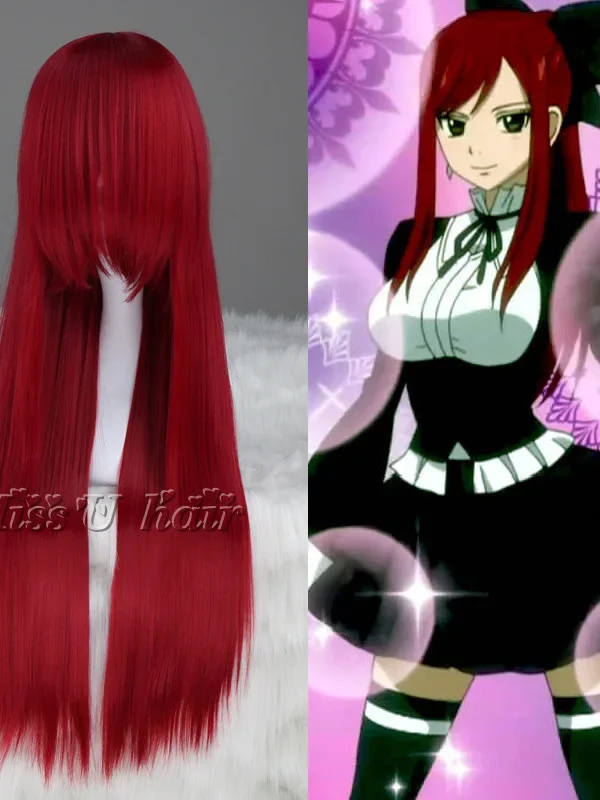 

anime High Quality Fairy Tail Erza Scarlet Long Straight Costume Cosplay Wig for Women Anime Wig Synthetic Hair Wig