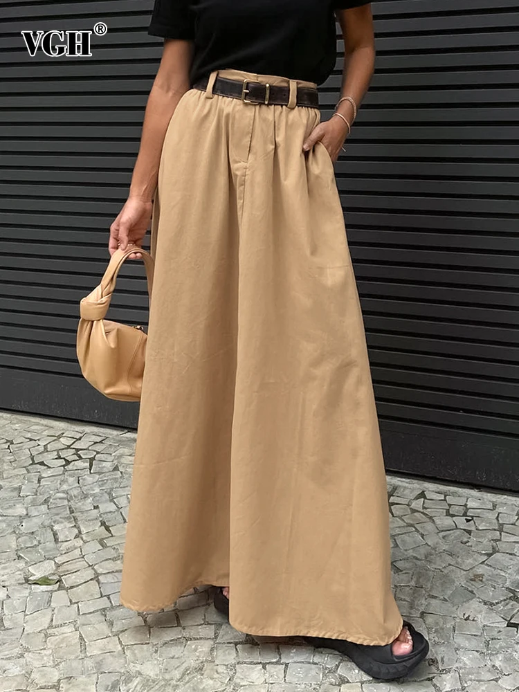 VGH Causal Loose Soild Skirts For Women High Wasit Patchwork Pockets Temperament A Line Long Skirt Female Summer Clothing 2023
VGH Causal Loose Soild Skirts For Women High Wasit Patchwork Pockets Temperament A Line Long Skirt Female Summer Clothing 2023