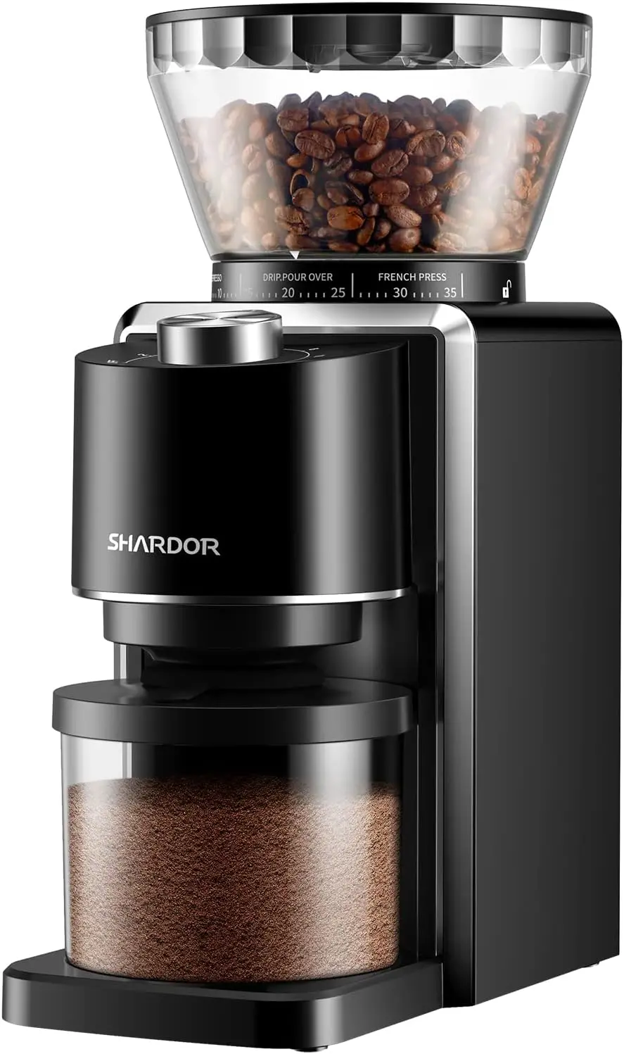 

SHARDOR Conical Burr Coffee Grinder, Electric Adjustable Burr Mill with 35 Precise Grind Setting for 2-12 Cup, Black