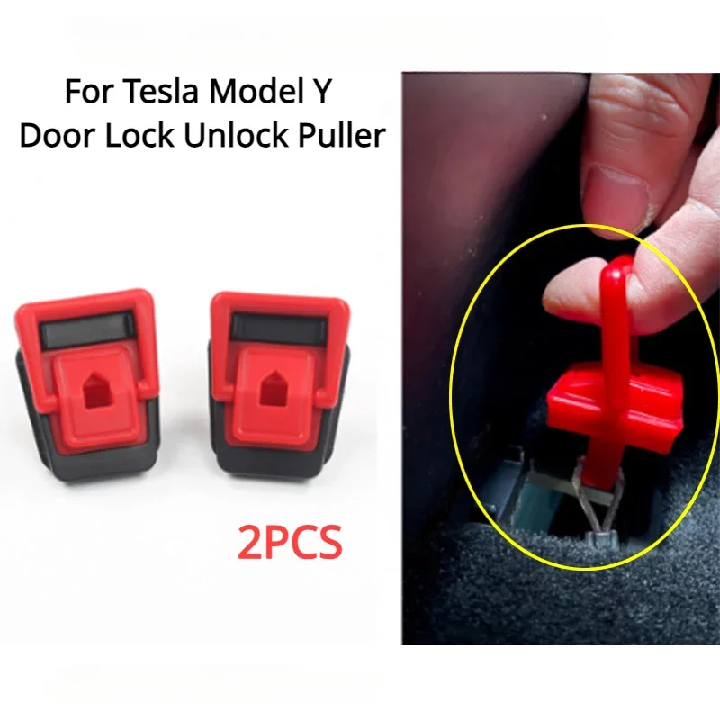 

For Tesla Model Y Door Lock Unlock Puller Door Emergency Handle Button Switch Rear Door Physical Mechanical Interior Accessories