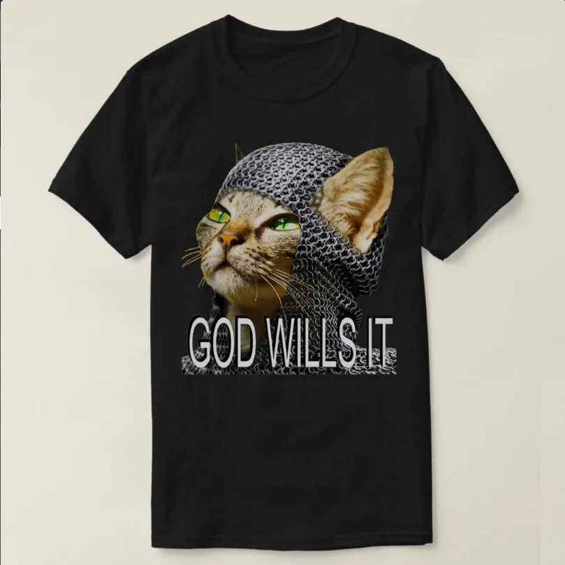 

God Wills It - Interesting Kitty Cat Crusader T-Shirt 100% Cotton O-Neck Summer Short Sleeve Casual Mens T-shirt Size S-3XL