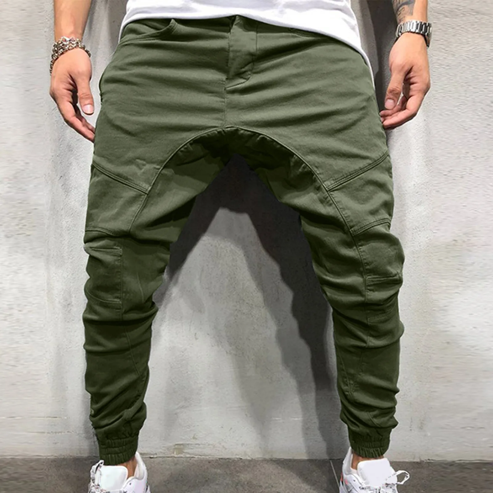 

Men Casual Pants Luxury Overalls Sports With Pockets Soild Color Man Y2k Clothing Skinny Straight Gym Work Trousers Pantalones