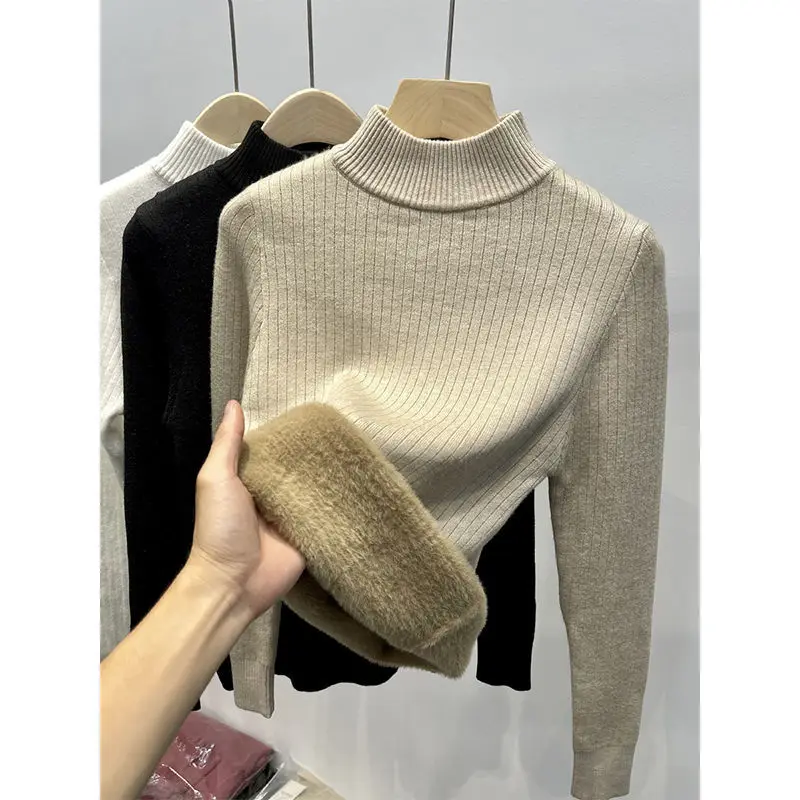 Winter Coat for Women High Neck Thicken Warm Sweaters Padded Fleece Basic Knit Pullover Korean Fashion Long Sleeve Tops Slim
Winter Coat for Women High Neck Thicken Warm Sweaters Padded Fleece Basic Knit Pullover Korean Fashion Long Sleeve Tops Slim
