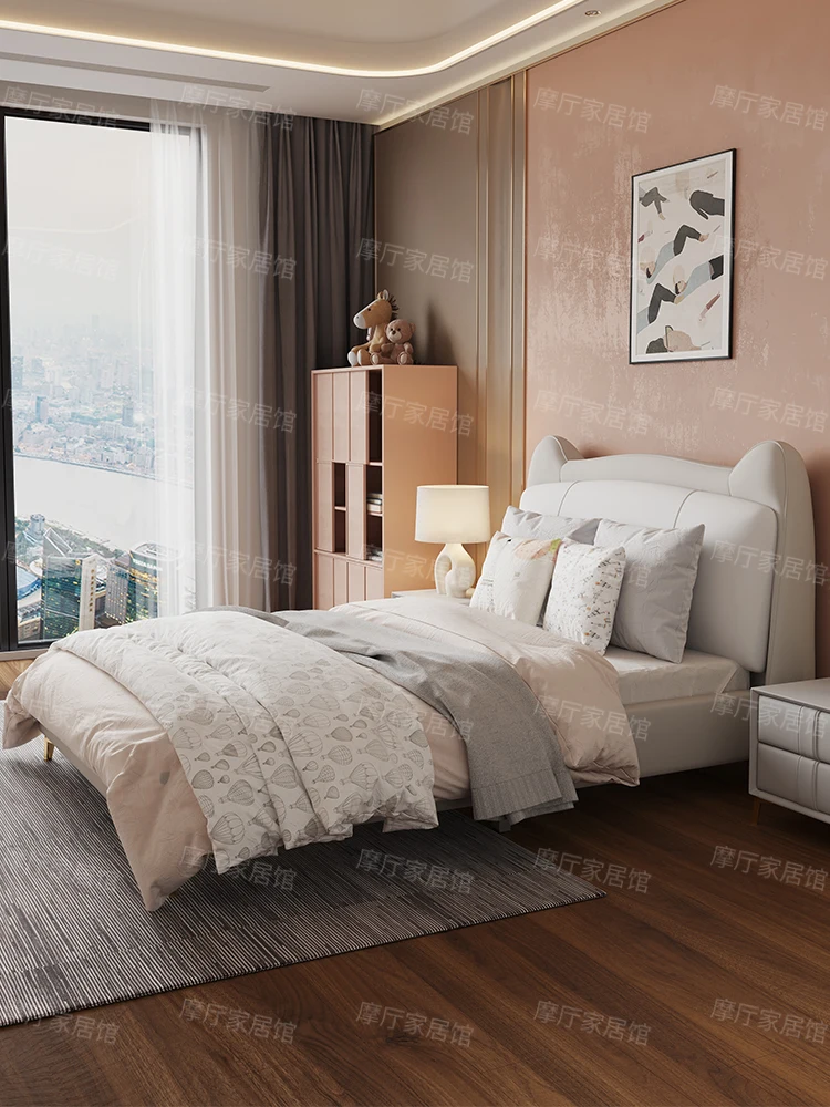 Kids bed boy Nordic light luxury girl princess bed bedroom upholstered leather bed
Kids bed boy Nordic light luxury girl princess bed bedroom upholstered leather bed