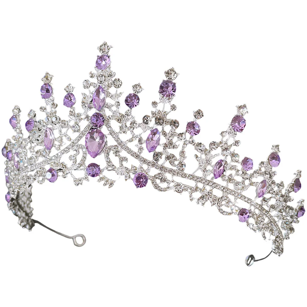 

Purple Crystal Crown Bridal Wedding Decor Rhinestone Headband Headwear Headdress for Girls Headpiece Hair Decors Crowns Wedding