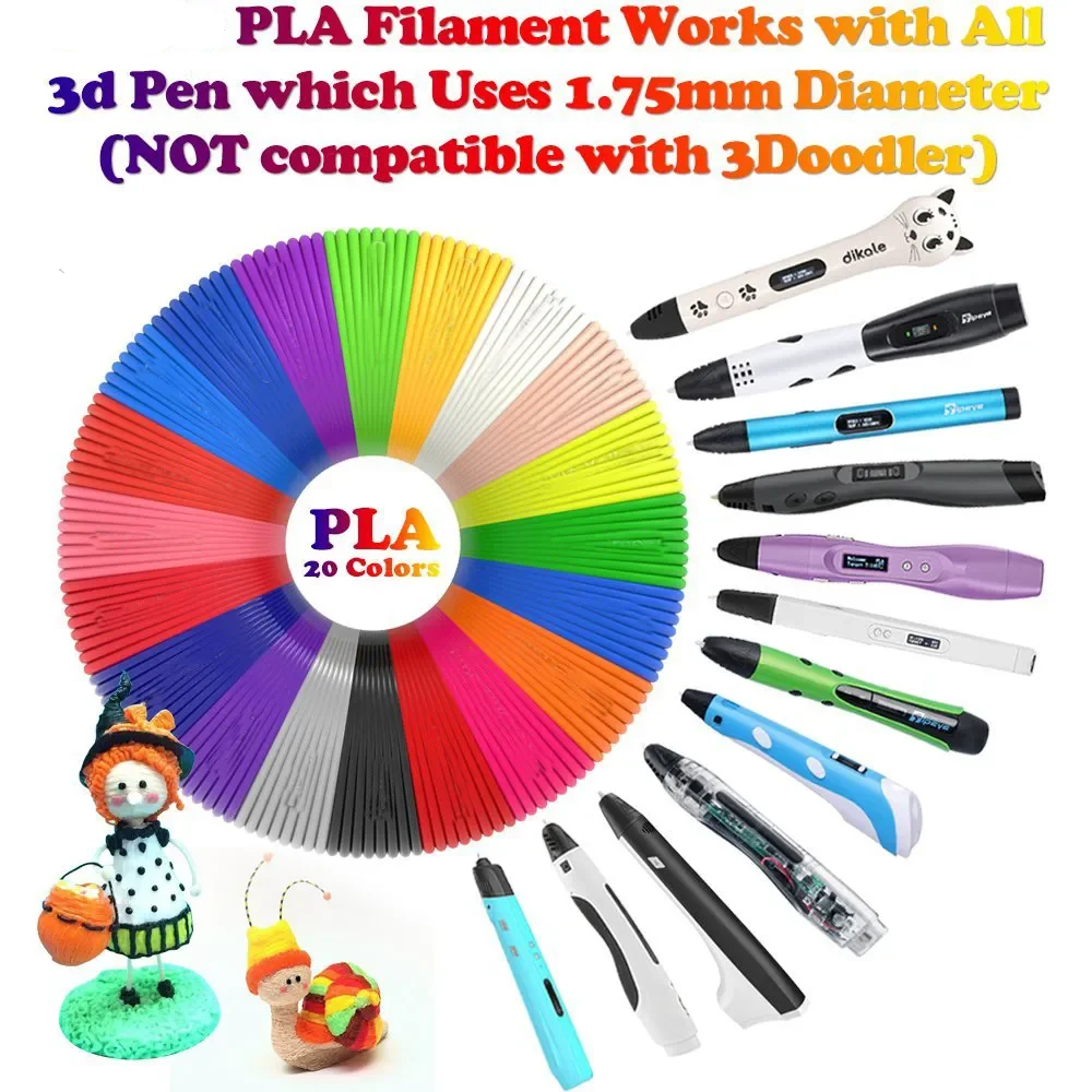 

3d Printer Filaments 6 Meters 20 Colors 3d Printing Pen Plastic Threads Wire 1.75 Mm Printer Consumables 3d Pen Filament PLA