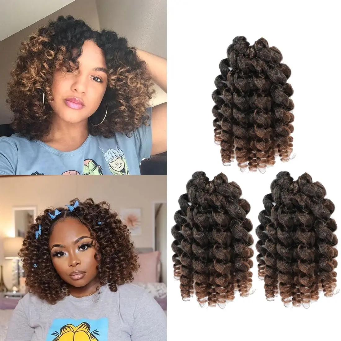

Synthetic Ombre Jumpy Wand Curl Crochet Braids Jamaican Bounce For Africa Braiding Hair Extensions Pre-Twisted For Black Women