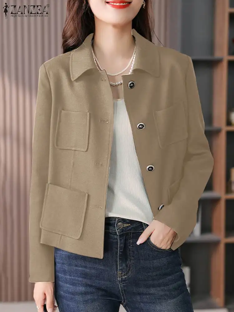 Стильная женская модная однотонная верхняя одежда с отложным воротником и длинным рукавом винтажные весенние куртки ZANZEA Chaqueta рабочие тонкие пальто на пуговицах 
Стильная женская модная однотонная верхняя одежда с отложным воротником и длинным рукавом винтажные весенние куртки ZANZEA Chaqueta рабочие тонкие пальто на пуговицах
