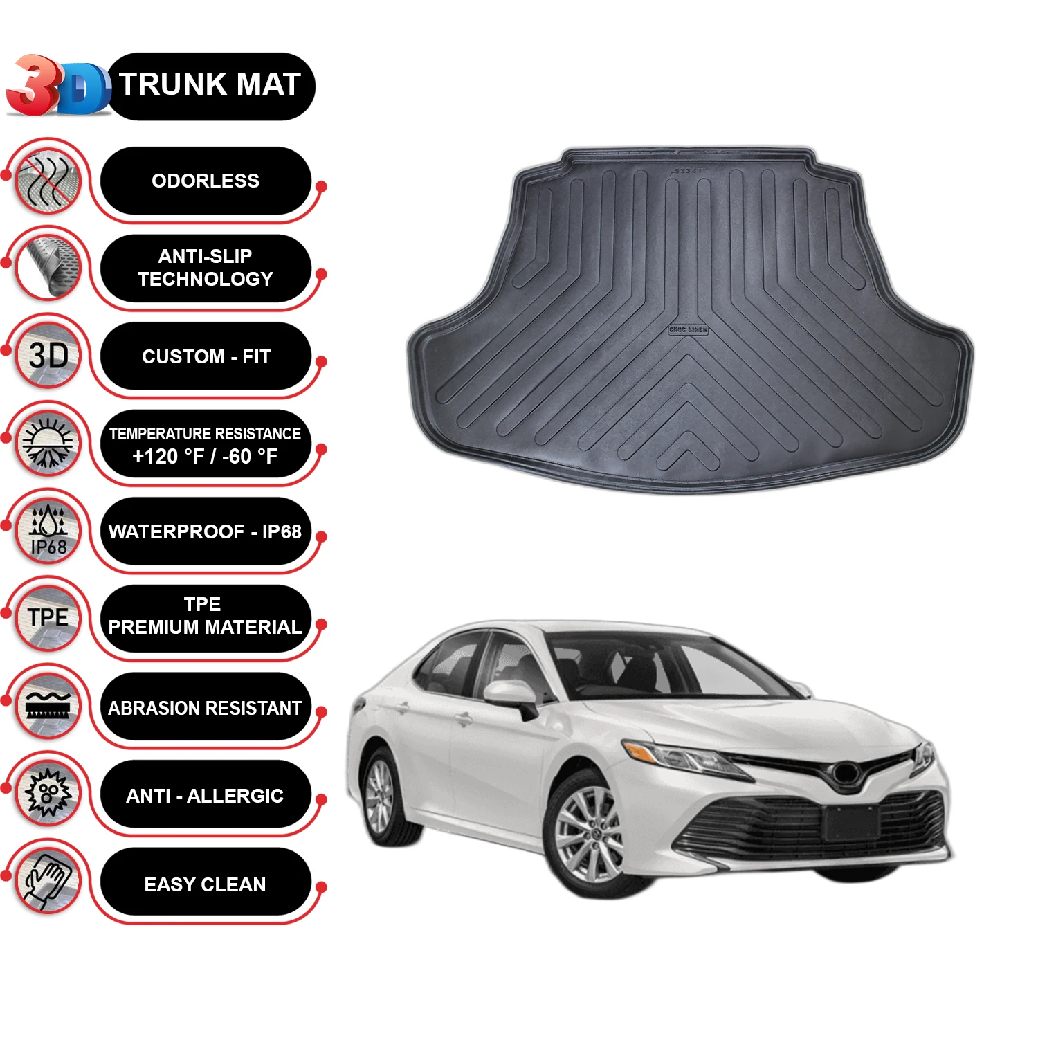 Toyota Camry Hybrid 2019-2023 Cargo Liner Rear Trunk Floor Mat 
Toyota Camry Hybrid 2019-2023 Cargo Liner Rear Trunk Floor Mat