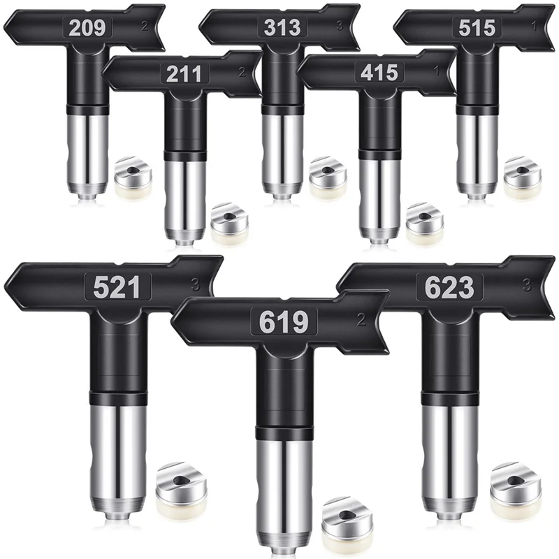 8 Pieces Paint Sprayer Tips Reversible Spray Tip Airless Spray Nozzles Tips Airless Sprayer Spraying Machine Parts
8 Pieces Paint Sprayer Tips Reversible Spray Tip Airless Spray Nozzles Tips Airless Sprayer Spraying Machine Parts