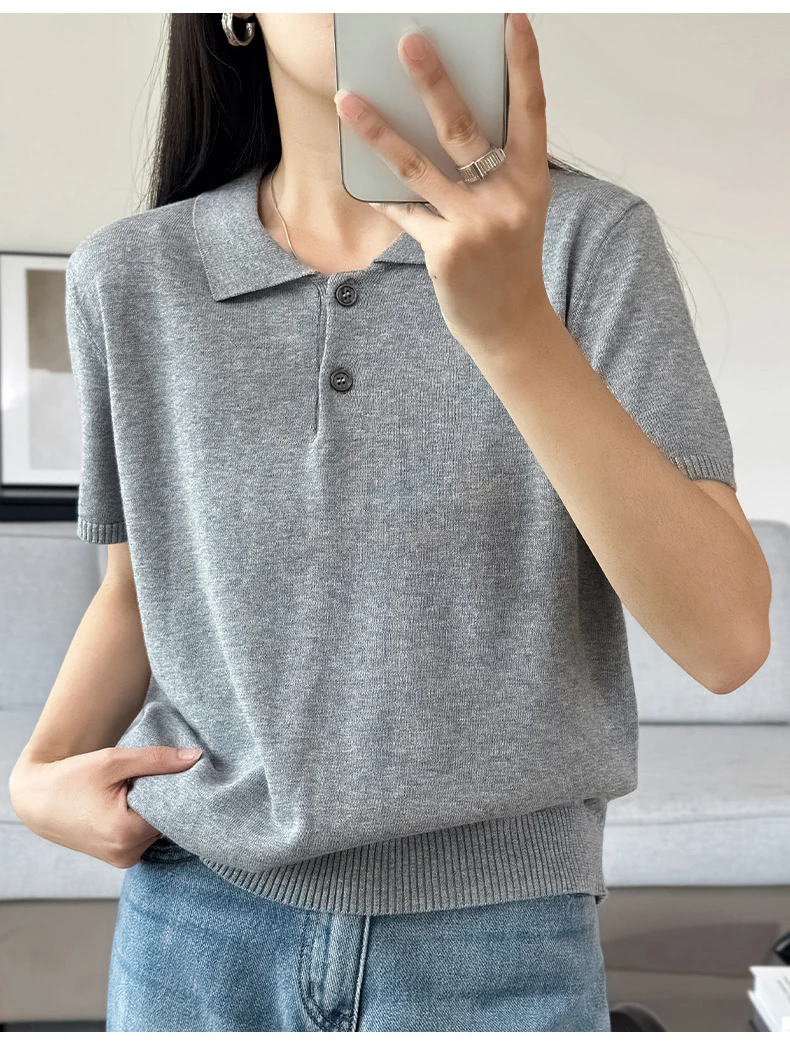 WinvyNee الصيف الملابس النسائية القطن بولو تي شيرت قصير الأكمام بولو طوق الملابس الصلبة بلوزة كاجوال الإناث بلايز أ 1002029 WinvyNee الصيف الملابس النسائية القطن بولو تي شيرت قصير الأكمام بولو طوق الملابس الصلبة بلوزة كاجوال الإناث بلايز أ 1002029