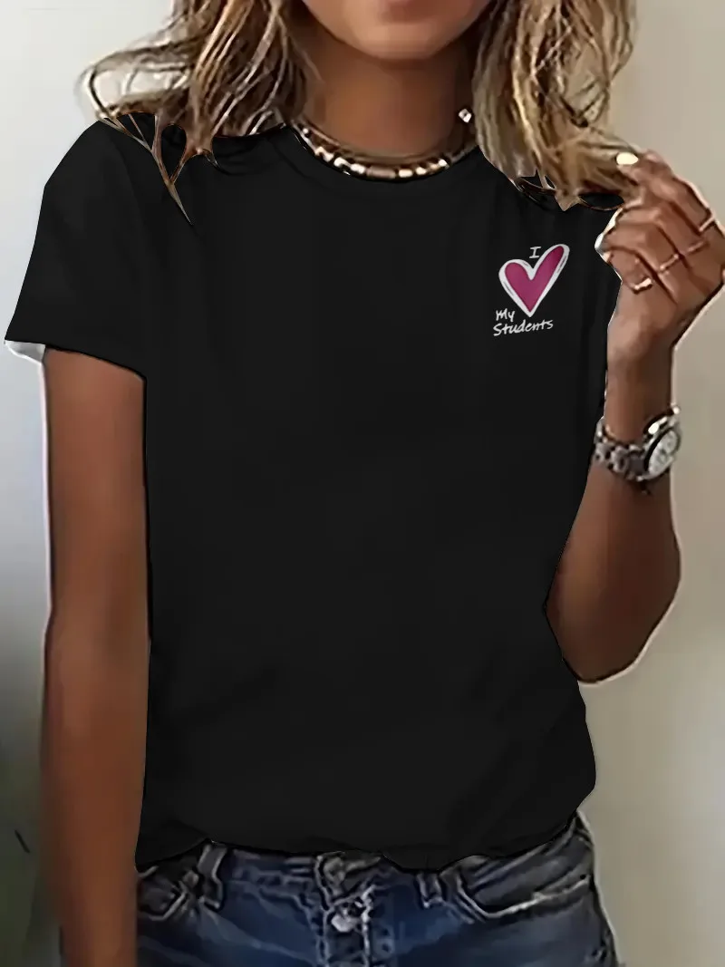 Minimalist Love Printed Tops For Women Short Sleeve T Shirts Summer 2024 New Casual O-Neck Woman Clothing Tshirts
Minimalist Love Printed Tops For Women Short Sleeve T Shirts Summer 2024 New Casual O-Neck Woman Clothing Tshirts