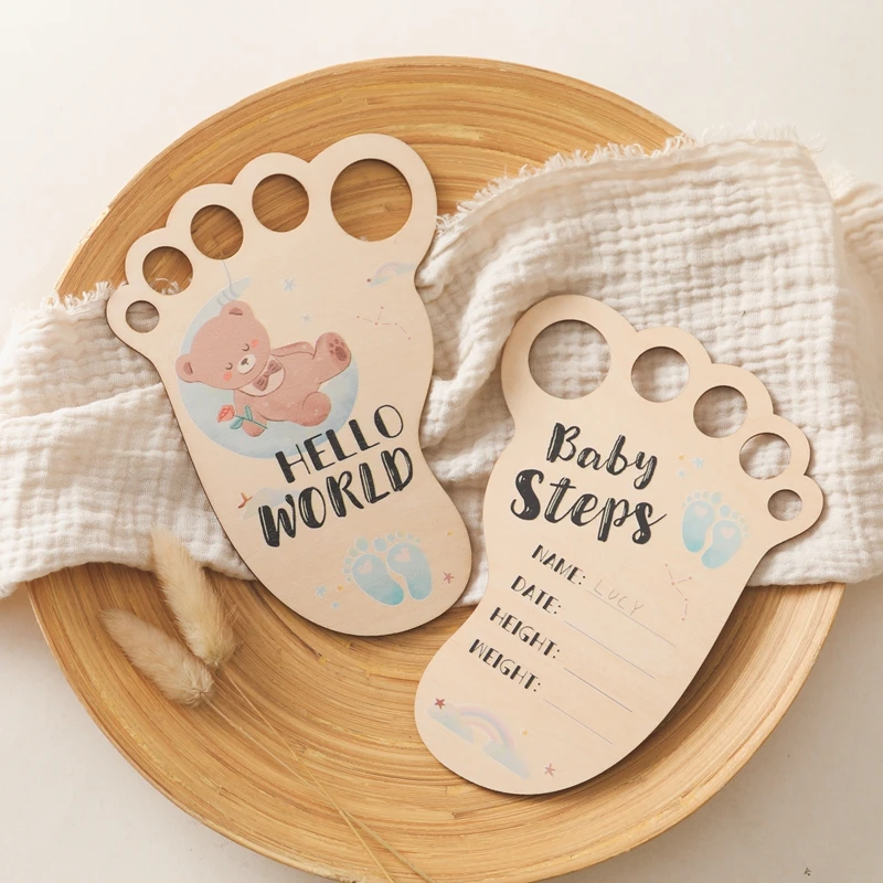 

Newborn Wooden Milestone Cards 0-12 Months Bear Photography Accessories Birth Announcement Memories Cards Bewborn Birth Gift