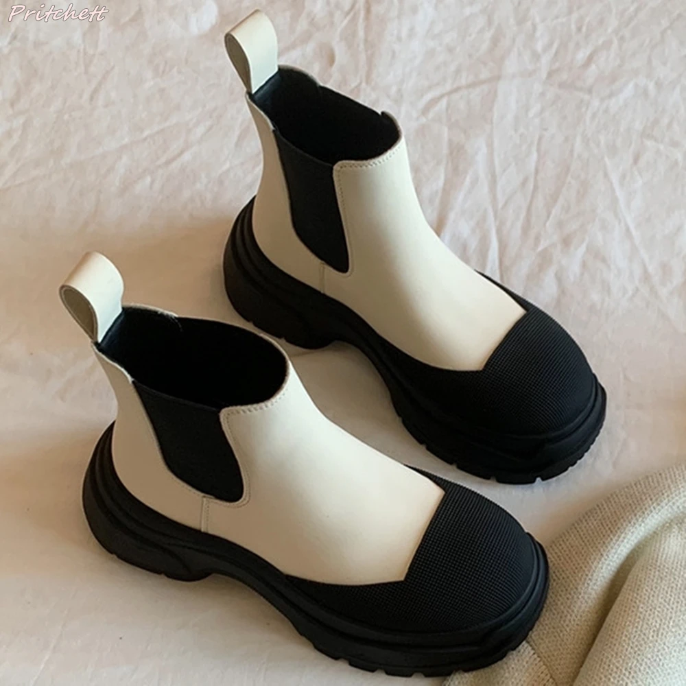 All-match Ankle Stretch Boots Round Toe Mixed Colors Slip On Thick Sole Boots Autumn New Flat with Fashion Women Short Boots
All-match Ankle Stretch Boots Round Toe Mixed Colors Slip On Thick Sole Boots Autumn New Flat with Fashion Women Short Boots