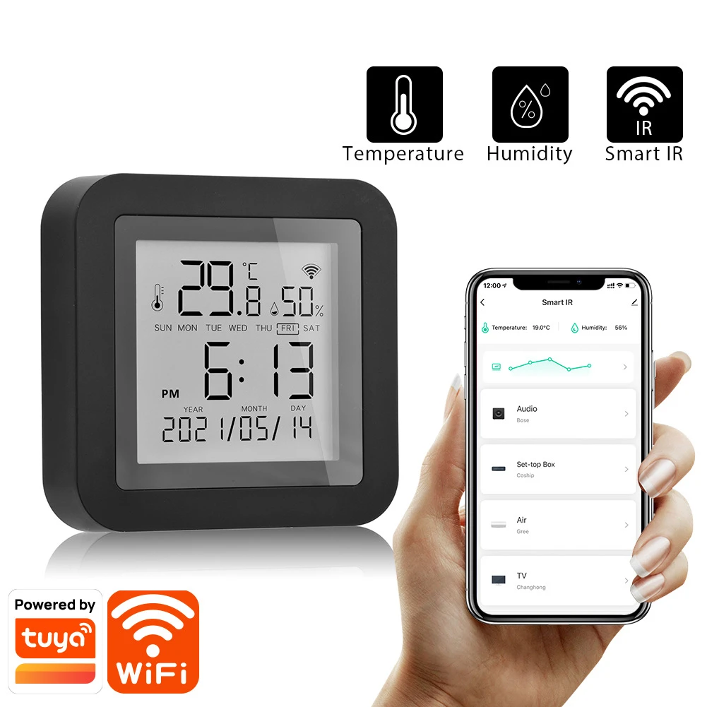 TY-198 Temperature And Humidity Detector Intelligent Remote Real-time Monitoring WIFI Infrared Universal Remote Control Tuya
TY-198 Temperature And Humidity Detector Intelligent Remote Real-time Monitoring WIFI Infrared Universal Remote Control Tuya
