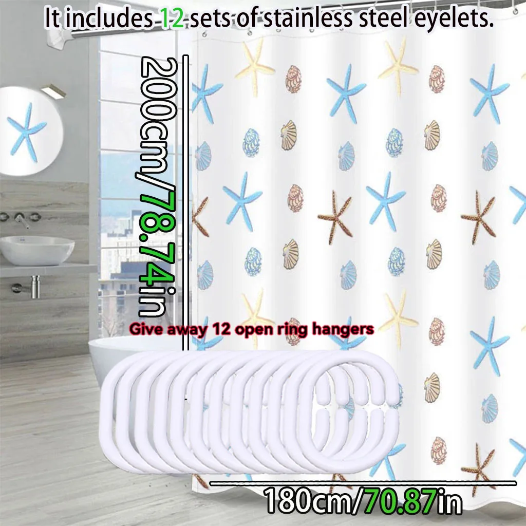 Cartoon pattern starfish bathroom shower curtain Bathroom partition curtain light opaque Waterproof material bathroom more refre Cartoon pattern starfish bathroom shower curtain Bathroom partition curtain light opaque Waterproof material bathroom more refre