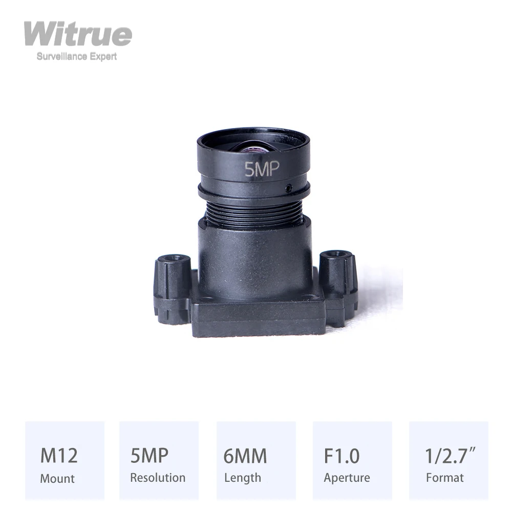 

Witrue Starlight Lens M12 * P0.5 Mount HD 5MP 6MM Aperture F1.0 Format 1/2.7" for Surveillance Security CCTV Cameras