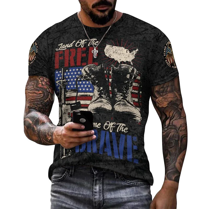 

Vintage American Soldier Flag Military Us Marines Graphic T Shirts Men 3d Print Short Sleeve O Neck Tee Tops Mens Streetwear