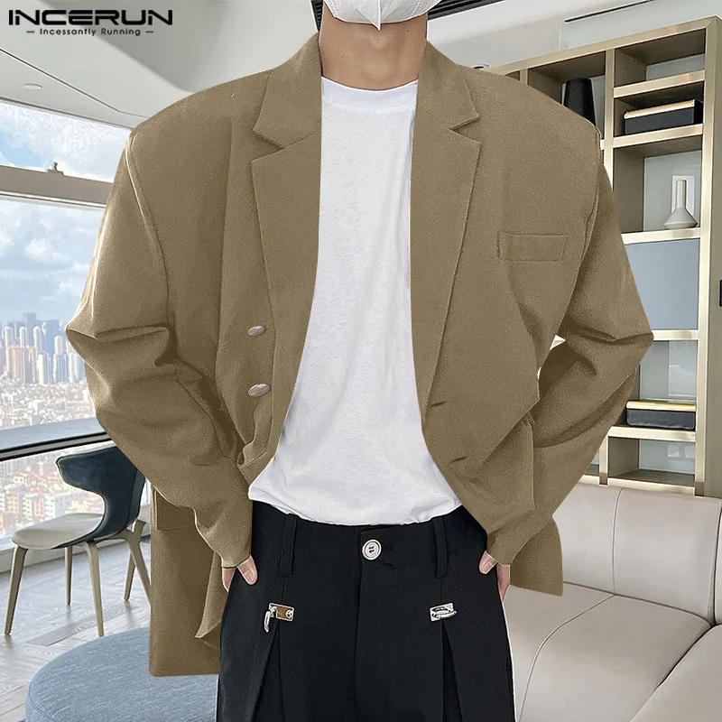 Мужской однотонный Блейзер INCERUN с отложным воротником и длинным рукавом, уличная одежда, повседневные Костюмы 2023, корейские модные тонкие пальто с разрезом сбоку
Мужской однотонный Блейзер INCERUN с отложным воротником и длинным рукавом, уличная одежда, повседневные Костюмы 2023, корейские модные тонкие пальто с разрезом сбоку