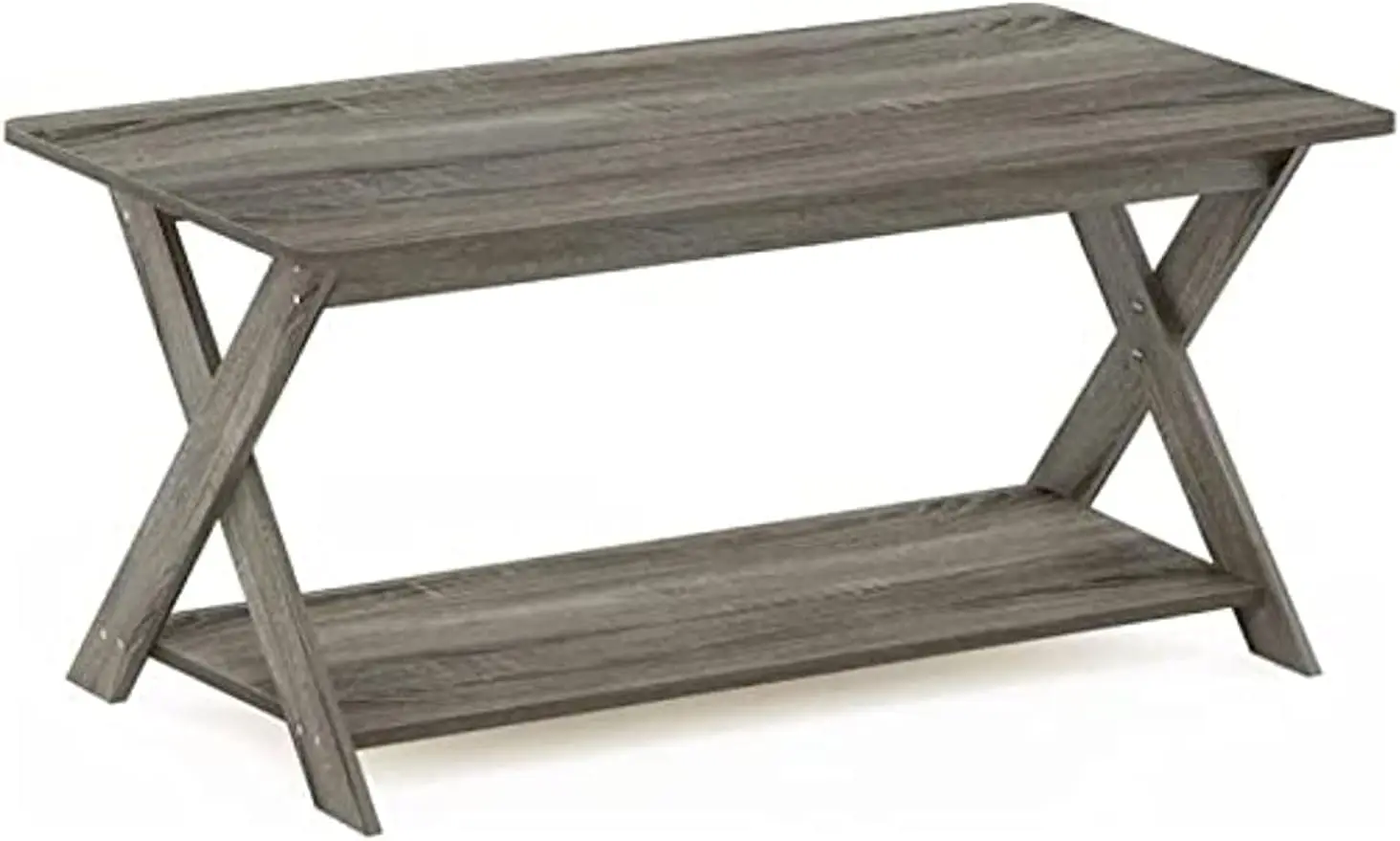 

Furinno Modern Simplistic Criss-Crossed Coffee Table, 35.4 in x 19.6 in x 16 in, French Oak Grey