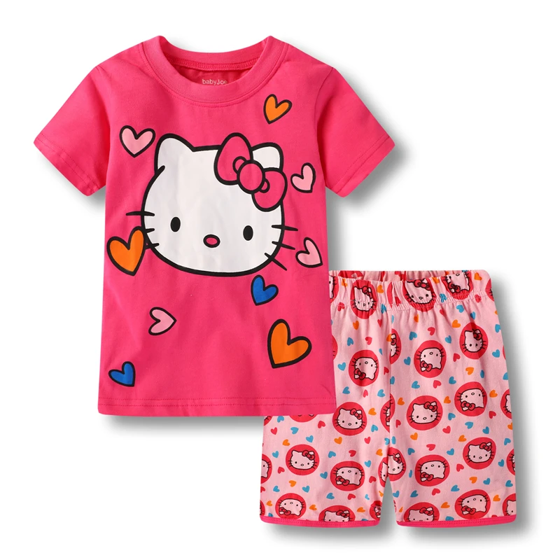 Hello Kitty Children Pajamas Set Toddler Cotton Pullover Short Sleeve+Shorts 2Pcs Suit Baby Girls Summer Casual Home Sleepwear Hello Kitty Children Pajamas Set Toddler Cotton Pullover Short Sleeve+Shorts 2Pcs Suit Baby Girls Summer Casual Home Sleepwear