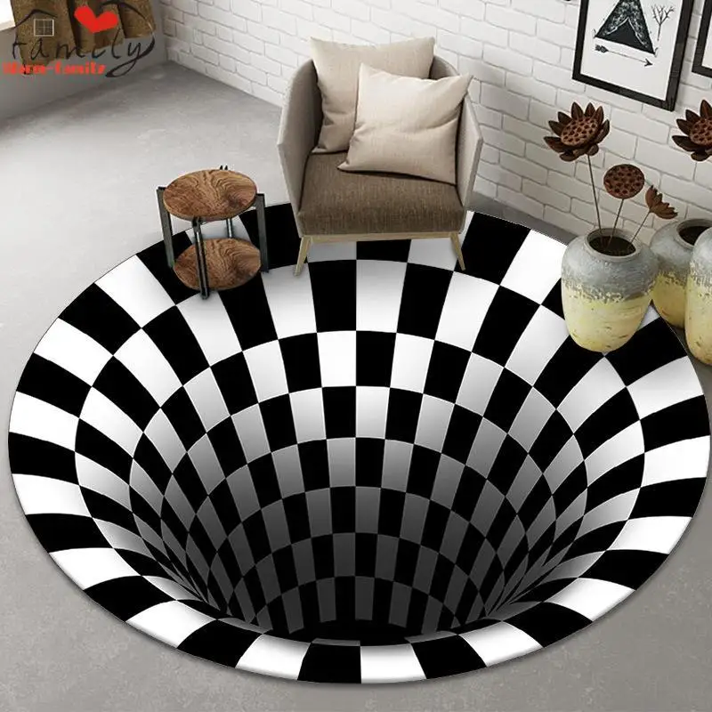 3D Round Carpets for Living Room Trap Black&White Carpet Chair mat Anti-Skid Area Rugs Geometric Home Bedroom Floor Mat
3D Round Carpets for Living Room Trap Black&White Carpet Chair mat Anti-Skid Area Rugs Geometric Home Bedroom Floor Mat