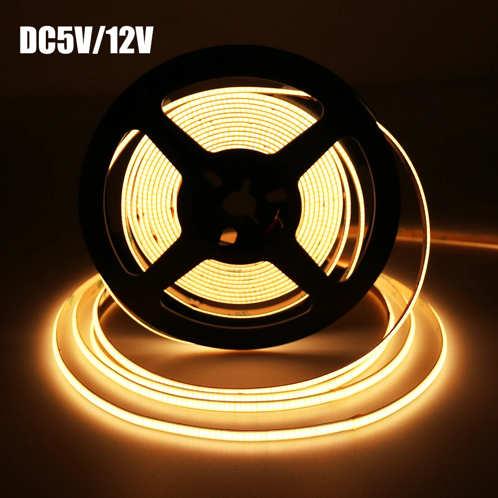 

5V 12V 2.7mm 4mm Ultra Thin Narrow Cob Strip Soft Flexible Tape Linear Strip 480 leds/m 3000K 4000K 6000K Car Cabinet KTV Shop