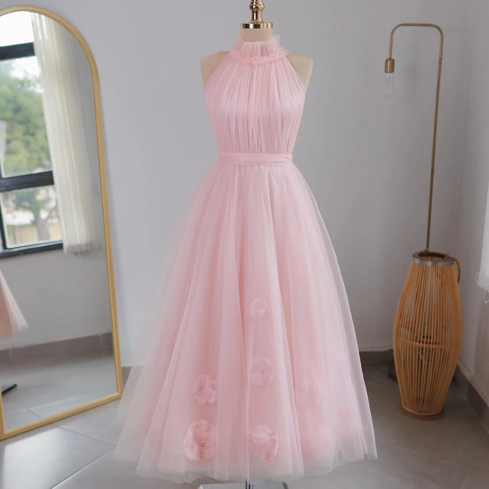 Qcenkern High Neck Ankle Length Sleeveless Evening Formal Pink Flowers Tulle Party Dresses Gowns Women Robes de Soirée 2023
Qcenkern High Neck Ankle Length Sleeveless Evening Formal Pink Flowers Tulle Party Dresses Gowns Women Robes de Soirée 2023