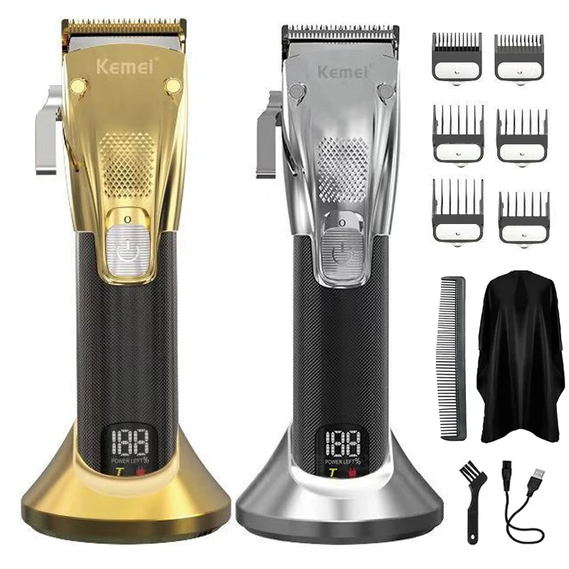 

Kemei Adjustable Barber Electric Hair Clipper Professional LCD Display Hair Trimmer Beard Haircut Machine Rechargeable KM-K33S