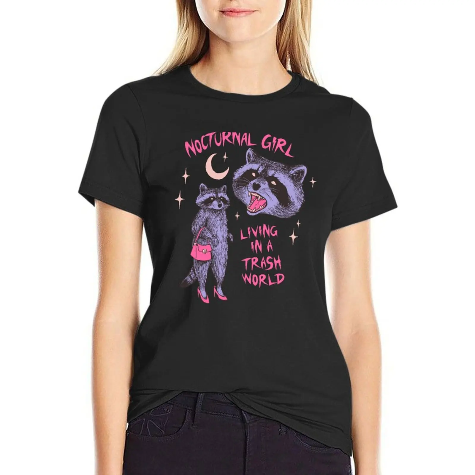 Nocturnal Girl T-shirt Short sleeve tee tees Female clothing black t-shirts for Women
Nocturnal Girl T-shirt Short sleeve tee tees Female clothing black t-shirts for Women