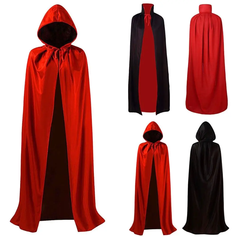 

Makeup Props Halloween Vampire Cape Fancy Dress Costume Worn on Both Sides Dracula Cloak Black Red Standing Collar