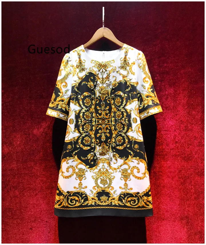 Women Print Dress 2023 Summer Vintage Baroque Print Handmade Diamond Beading Top Quality Luxury Slim Elegant Dress New Arrive
Women Print Dress 2023 Summer Vintage Baroque Print Handmade Diamond Beading Top Quality Luxury Slim Elegant Dress New Arrive