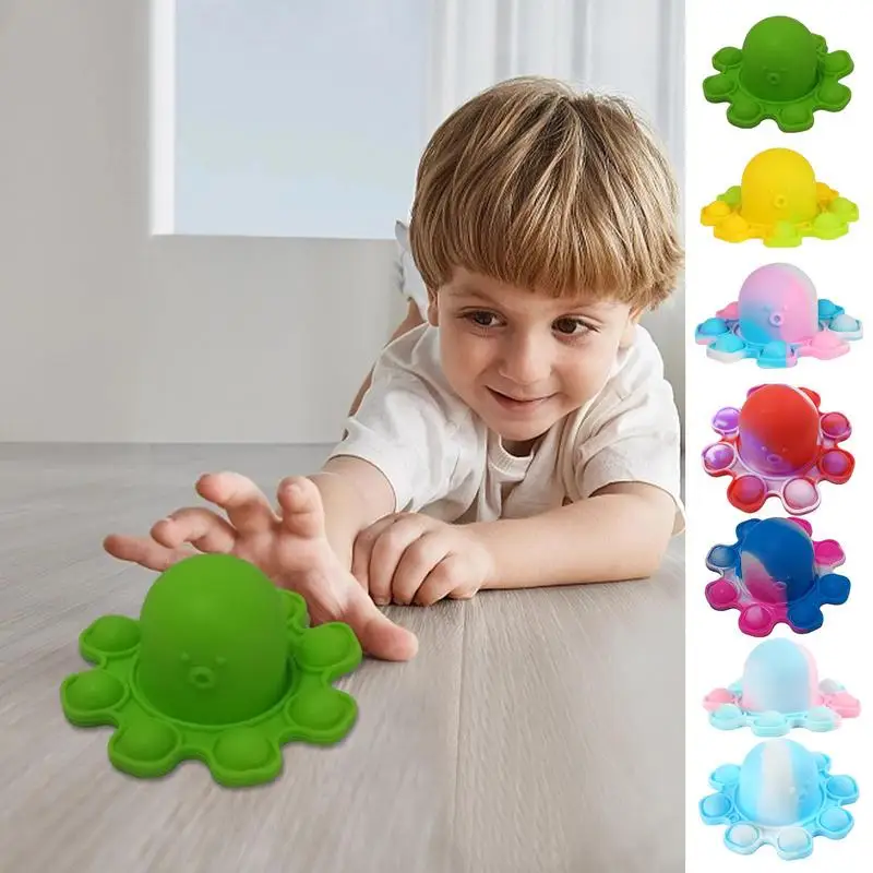 

Octopus Fidget Toys Silicone Interactive Flipp Octopus Keychain Stress Relief Toy Sensory Toy Finger Spinner For Kids Gift