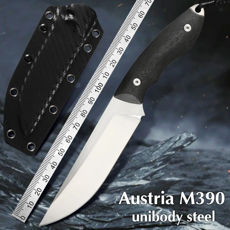 

High hardness M390 powder steel fixed knife Carbon fiber handle outdoor camping self-defense survival Tactical knife EDC tool