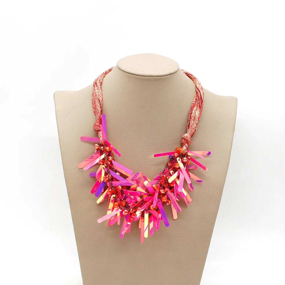 Fashion Punk Handmade Sequins Crystal Necklace For Women Ribbon Charms Necklace Set Dangle Costume Necklace
Fashion Punk Handmade Sequins Crystal Necklace For Women Ribbon Charms Necklace Set Dangle Costume Necklace