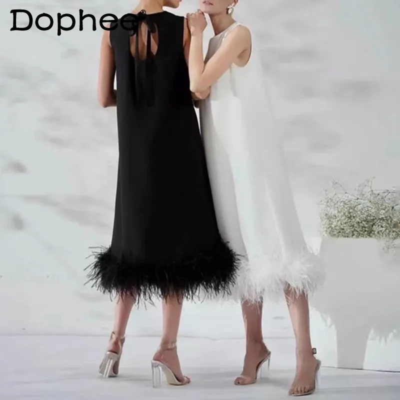 Women's Elegant Lady Long Casual Dress 2023 Autumn New Round Neck Sleeveless Hem Stitching Feather Dresses Y2k Clothes Vestido
Women's Elegant Lady Long Casual Dress 2023 Autumn New Round Neck Sleeveless Hem Stitching Feather Dresses Y2k Clothes Vestido