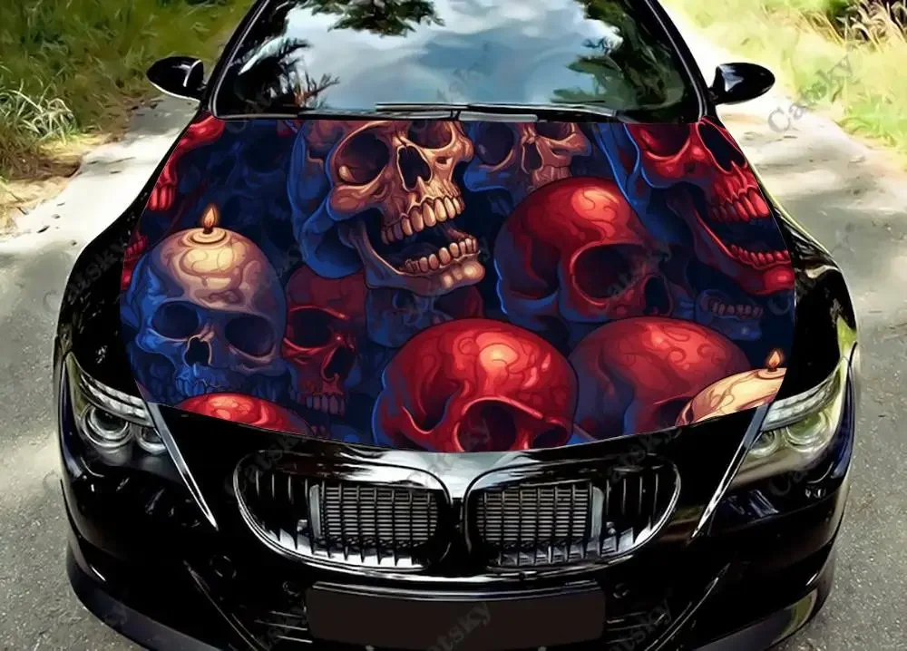 

Bunch of Skulls Car Hood Vinyl Stickers Wrap Vinyl Film Engine Cover Decals Sticker Universal Car Hood Protective Film