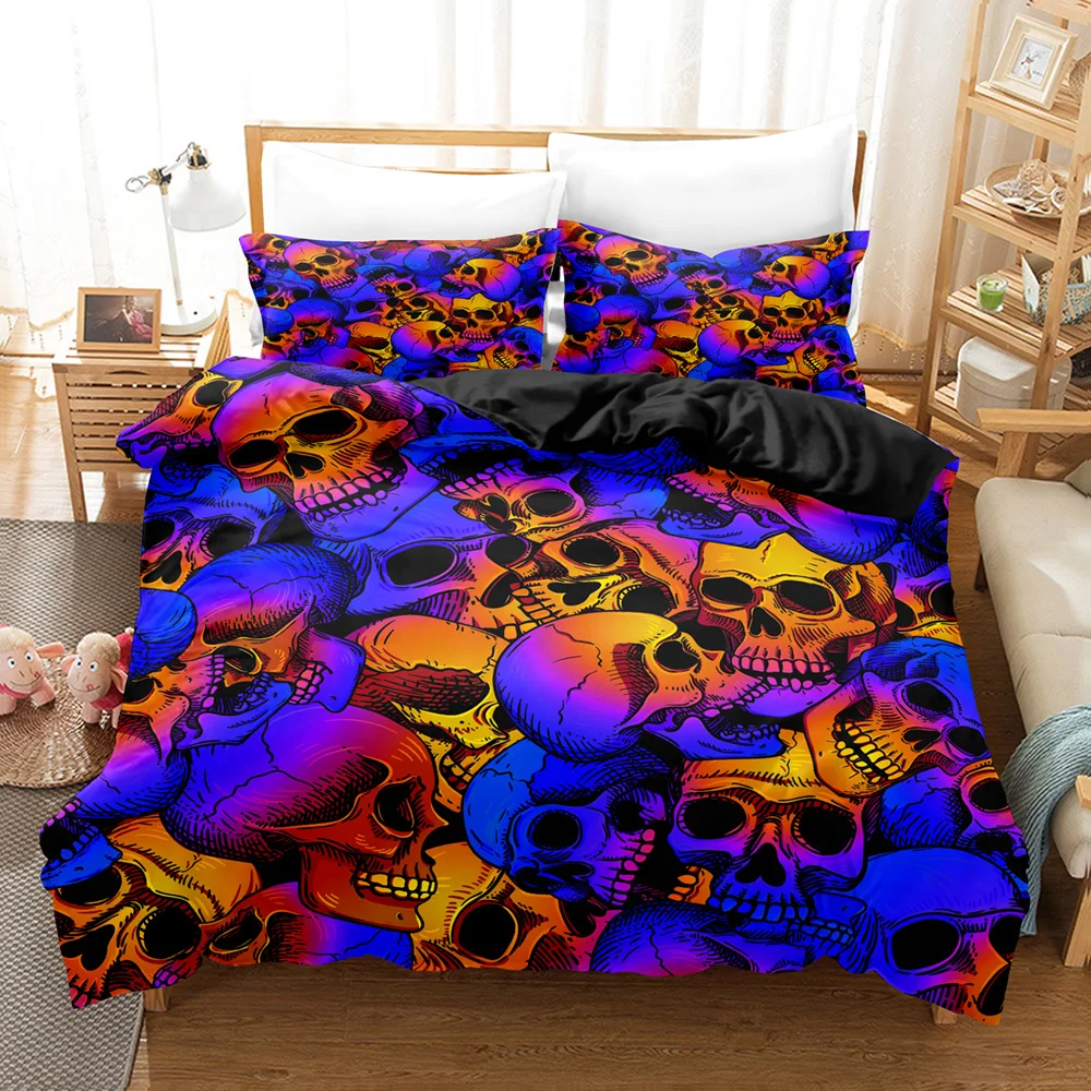 

3D Black Lining Skeleton Bedding Sets Duvet Cover Set With Pillowcase Twin Full Queen King Bedclothes Bed Linen