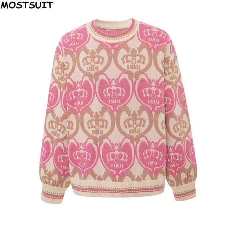 Pink Jacquard Sweater For Women Fashion Stylish Elegant Chic Knitwear Pullover 2024 Autumn Long Sleeve O-neck Ladies Jumpers
Pink Jacquard Sweater For Women Fashion Stylish Elegant Chic Knitwear Pullover 2024 Autumn Long Sleeve O-neck Ladies Jumpers