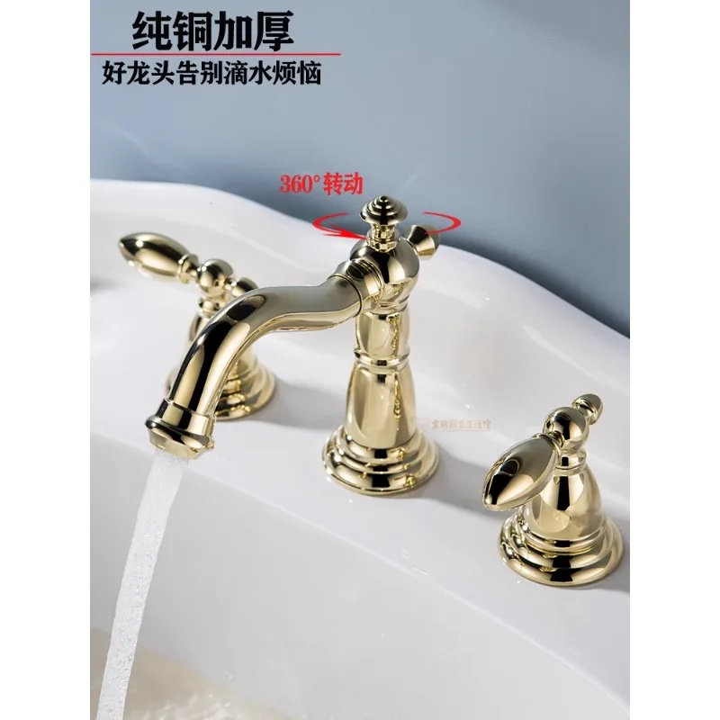All-copper French retro outdoor faucet three-hole hot and cold basin faucet splash-proof head antique copper basin faucet
All-copper French retro outdoor faucet three-hole hot and cold basin faucet splash-proof head antique copper basin faucet