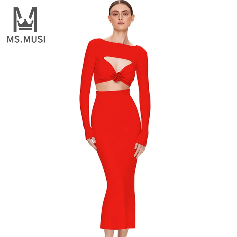 MSMUSI 2023 New Fashion Women Sexy Red Bandage Two Piece Set Bodycon Party Floral Hollow Out Long Sleeve Top Midi Skirt Set Suit
MSMUSI 2023 New Fashion Women Sexy Red Bandage Two Piece Set Bodycon Party Floral Hollow Out Long Sleeve Top Midi Skirt Set Suit