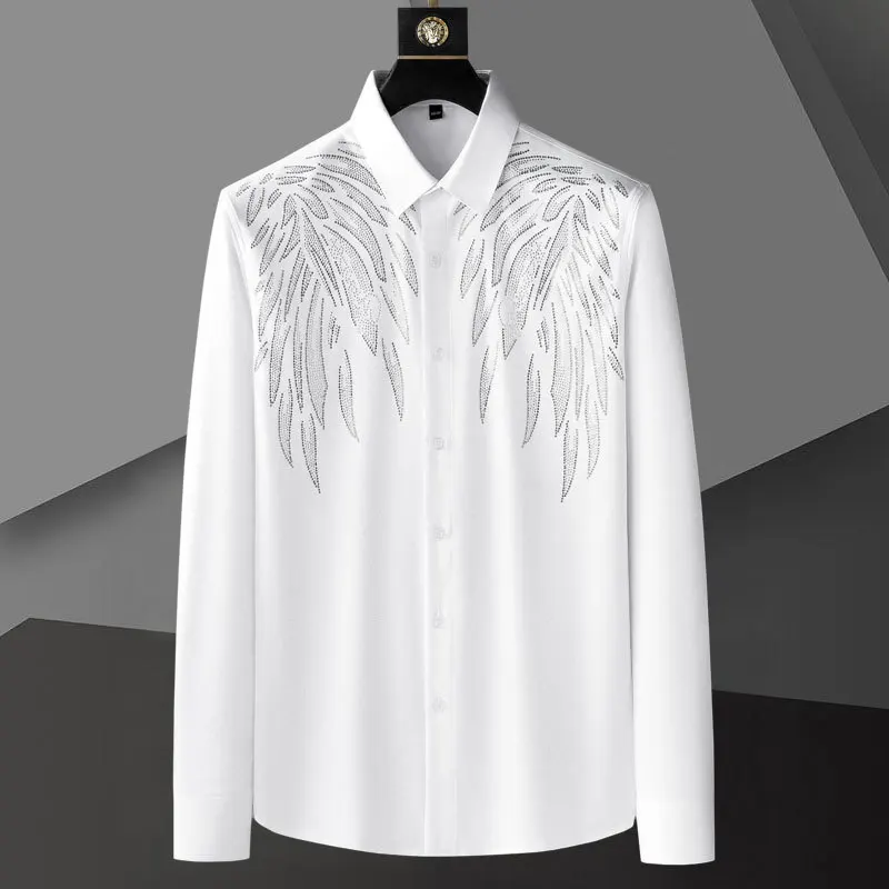 Rhinestones Shirt Men Dress 2023 Contrasting Colors Shirt Loose Long Sleeve Shirt Men Streetwear Stitching Camiseta Masculina
Rhinestones Shirt Men Dress 2023 Contrasting Colors Shirt Loose Long Sleeve Shirt Men Streetwear Stitching Camiseta Masculina