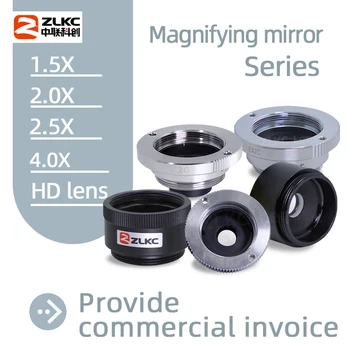 ZLKC 광학 확대경, 산업용 렌즈 C 마운트 TV 익스텐더 머신 비전 텔레컨버터 줌 CCTV 카메라, EX2C 1.5X 2X 2.5X 4X FA