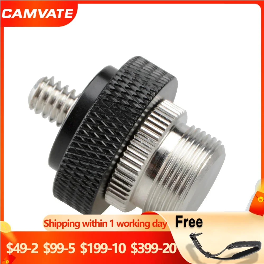 

CAMVATE Double-ended Screw Adapter With 5/8"-27 Male To 1/4"-20 Male For Microphone/Quick Release Plate/Tripod/Monopod Mounting