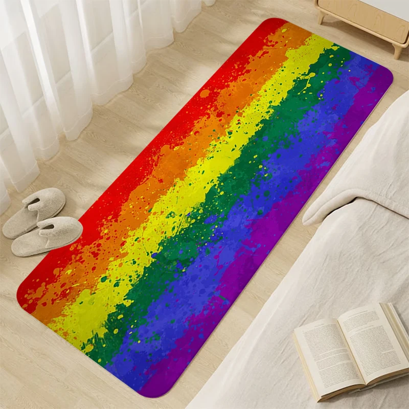 

Bathroom Rug Soft Rainbow LGBT Pride Flag Carpet for Bedroom Living Room Floor Mat Funny Doormat Entrance Door Home Decorations