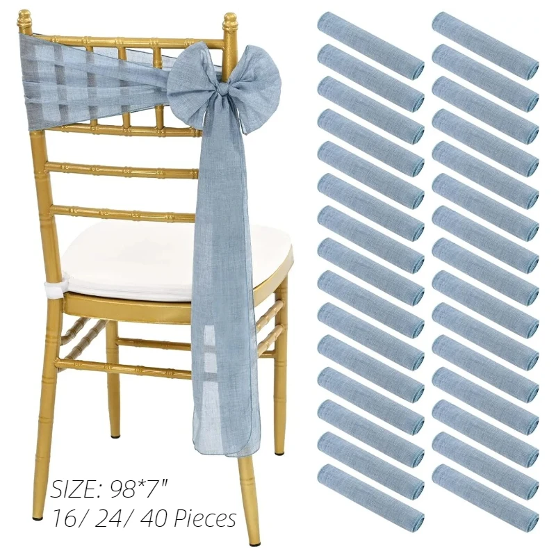 16/24/40 Pcs Wedding Chair Sash Cheesecloth Chair Bow Sash Decorative Chair Ribbon Chair Cover Decor for Party Ceremony Banquet
16/24/40 Pcs Wedding Chair Sash Cheesecloth Chair Bow Sash Decorative Chair Ribbon Chair Cover Decor for Party Ceremony Banquet
